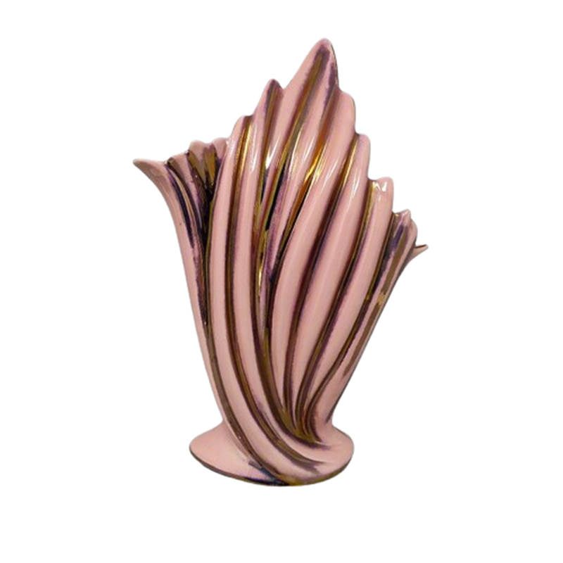 1960s Pink and Gold Vase by SICAS Limited Edition. Made In Italy