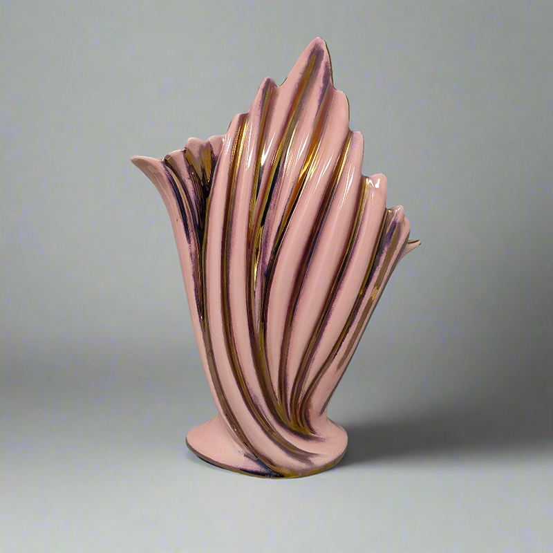 1960s Pink and Gold Vase by SICAS Limited Edition. Made In Italy