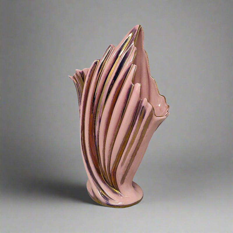 1960s Pink and Gold Vase by SICAS Limited Edition. Made In Italy
