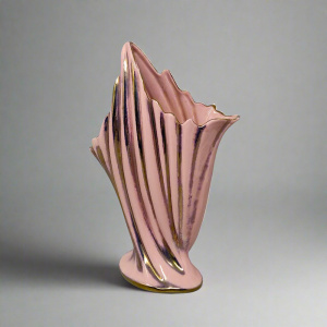 1960s Pink and Gold Vase by SICAS Limited Edition. Made In Italy