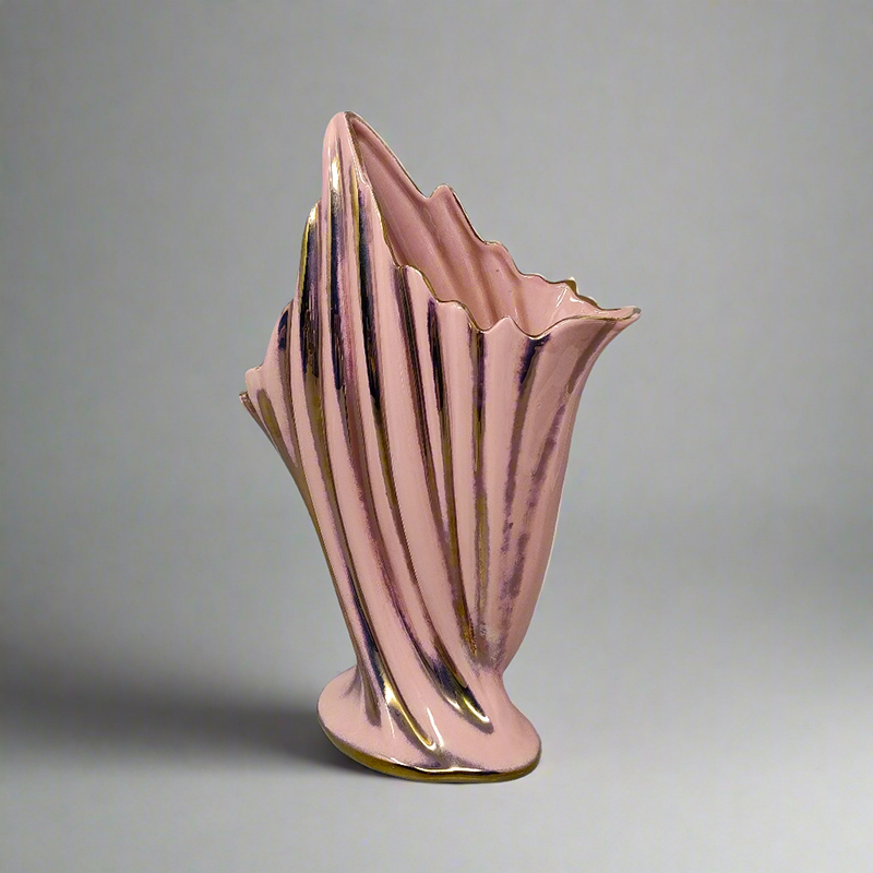 1960s Pink and Gold Vase by SICAS Limited Edition. Made In Italy