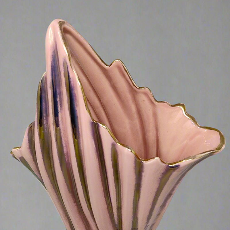 1960s Pink and Gold Vase by SICAS Limited Edition. Made In Italy