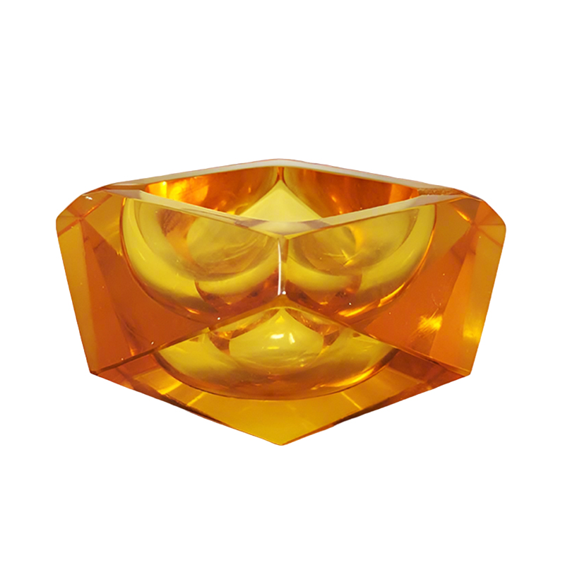 1960s Stunning Ochre Ashtray or Catchall By Flavio Poli for Seguso. Made in Italy