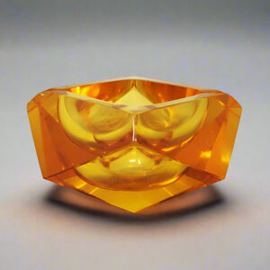 1960s Stunning Ochre Ashtray or Catchall By Flavio Poli for Seguso. Made in Italy
