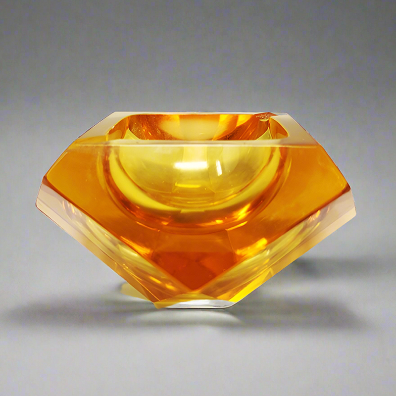 1960s Stunning Ochre Ashtray or Catchall By Flavio Poli for Seguso. Made in Italy