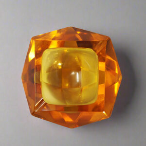 1960s Stunning Ochre Ashtray or Catchall By Flavio Poli for Seguso. Made in Italy