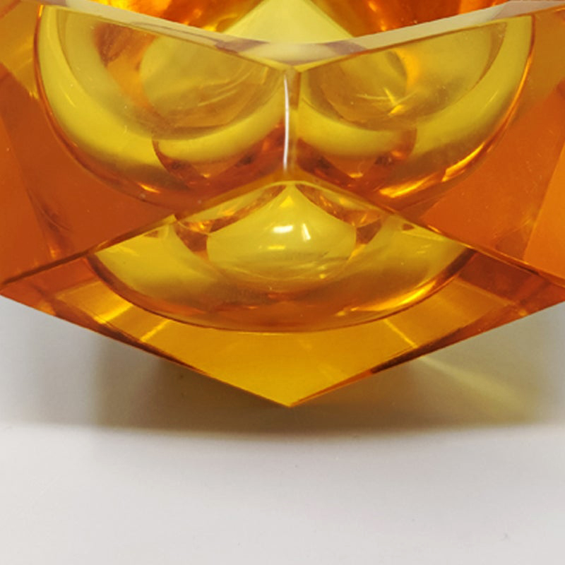 1960s Stunning Ochre Ashtray or Catchall By Flavio Poli for Seguso. Made in Italy