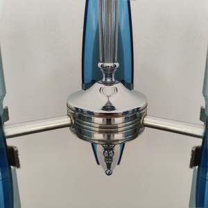 1970s Gorgeous Blue and Smoked Glass Pendant Lamp by Veca. Made in Italy