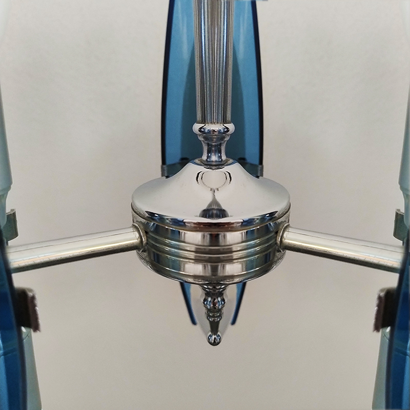 1970s Gorgeous Blue and Smoked Glass Pendant Lamp by Veca. Made in Italy