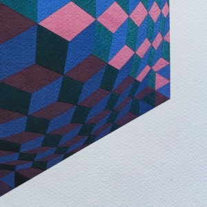 1970s Original Gorgeous Victor Vasarely Op Art Limited Edition Lithograph