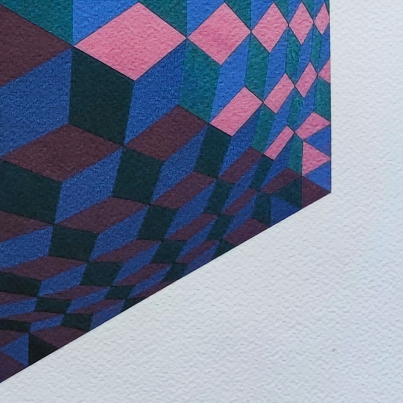 1970s Original Gorgeous Victor Vasarely Op Art Limited Edition Lithograph