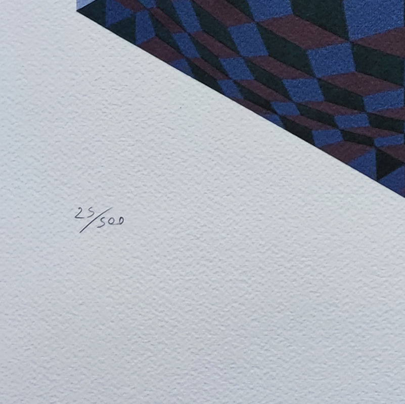 1970s Original Gorgeous Victor Vasarely Op Art Limited Edition Lithograph