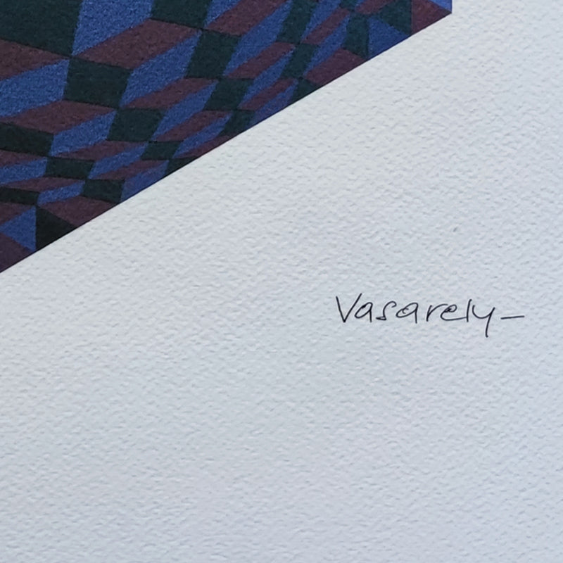 1970s Original Gorgeous Victor Vasarely Op Art Limited Edition Lithograph