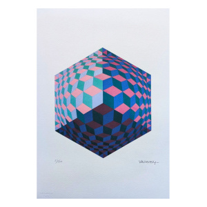 1970s Original Gorgeous Victor Vasarely Op Art Limited Edition Lithograph