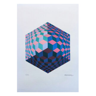1970s Original Gorgeous Victor Vasarely Op Art Limited Edition Lithograph