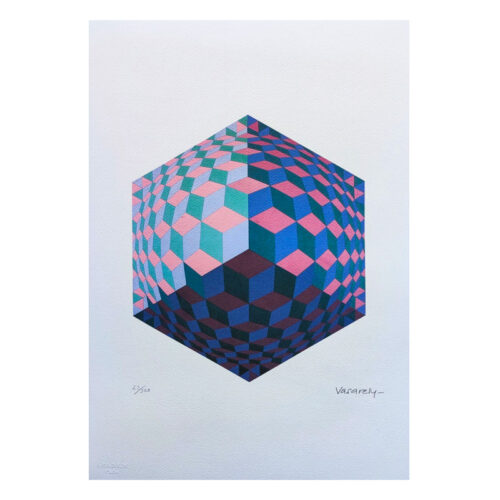1970s Original Gorgeous Victor Vasarely Op Art Limited Edition Lithograph