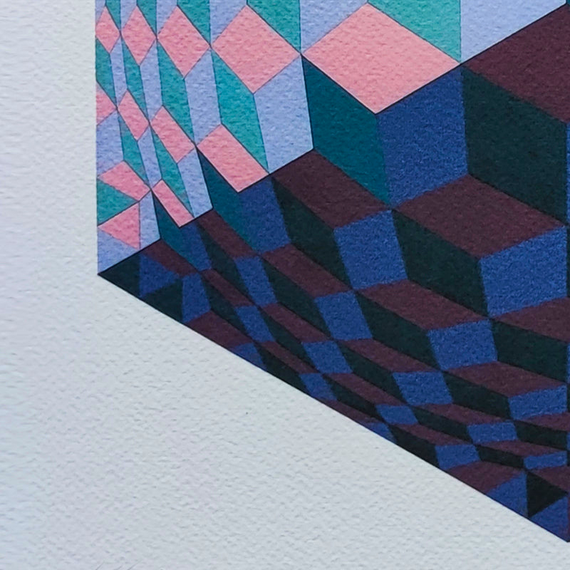 1970s Original Gorgeous Victor Vasarely Op Art Limited Edition Lithograph