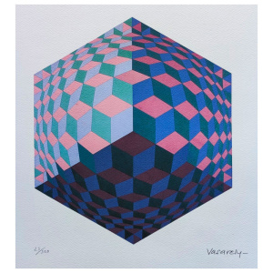1970s Original Gorgeous Victor Vasarely Op Art Limited Edition Lithograph