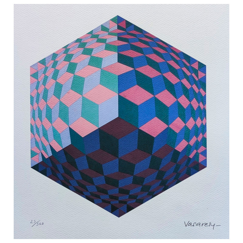 1970s Original Gorgeous Victor Vasarely Op Art Limited Edition Lithograph