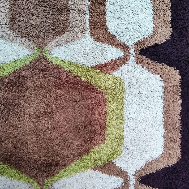 1970s space age rug, Pure wool made in Italy