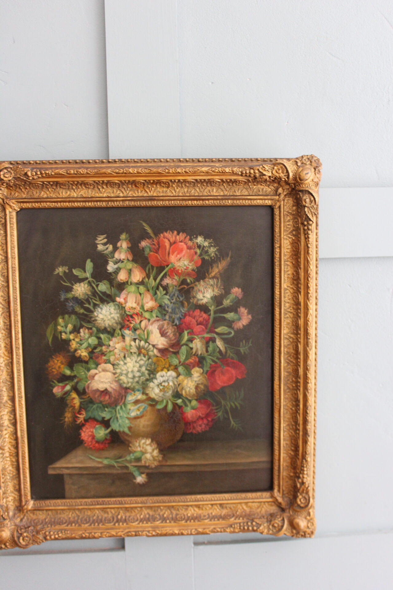 19th Century Floral Still Life With Fox Gloves And Honeysuckle