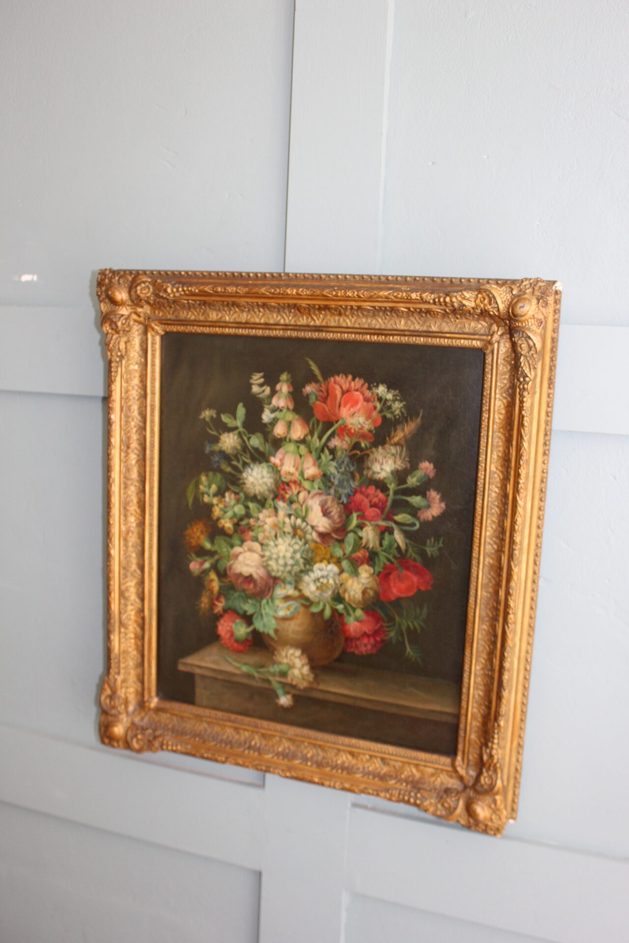 19th Century Floral Still Life With Fox Gloves And Honeysuckle