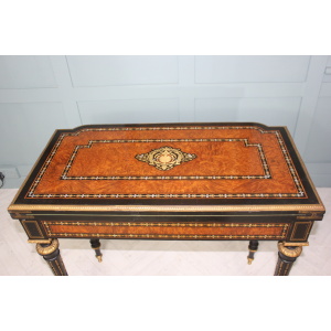 19th century French Napoleon III inlaid card table