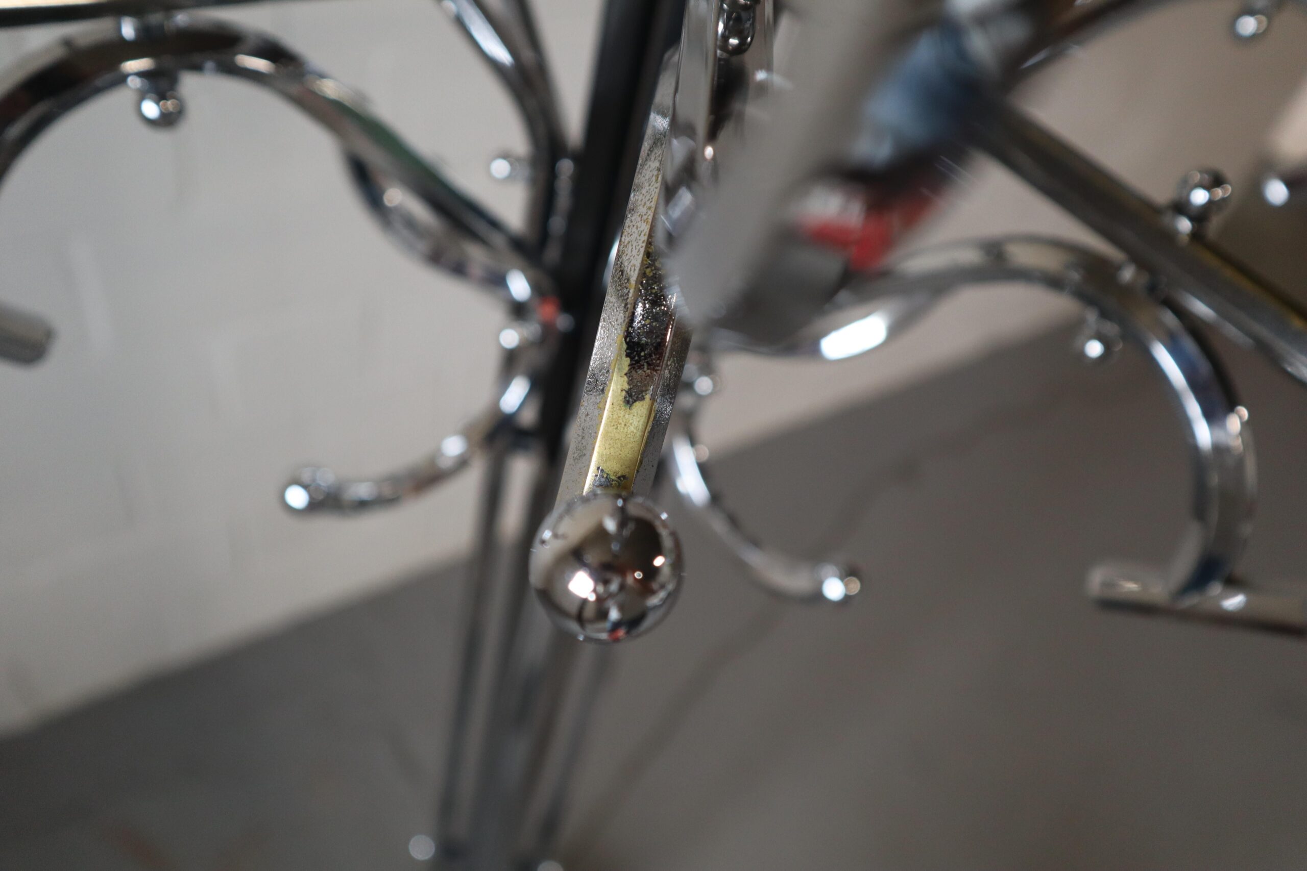 Large Art Deco chromed coat rack/floor lamp, early 20th century
