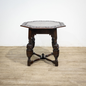 Ornately Carved Oak Side Table