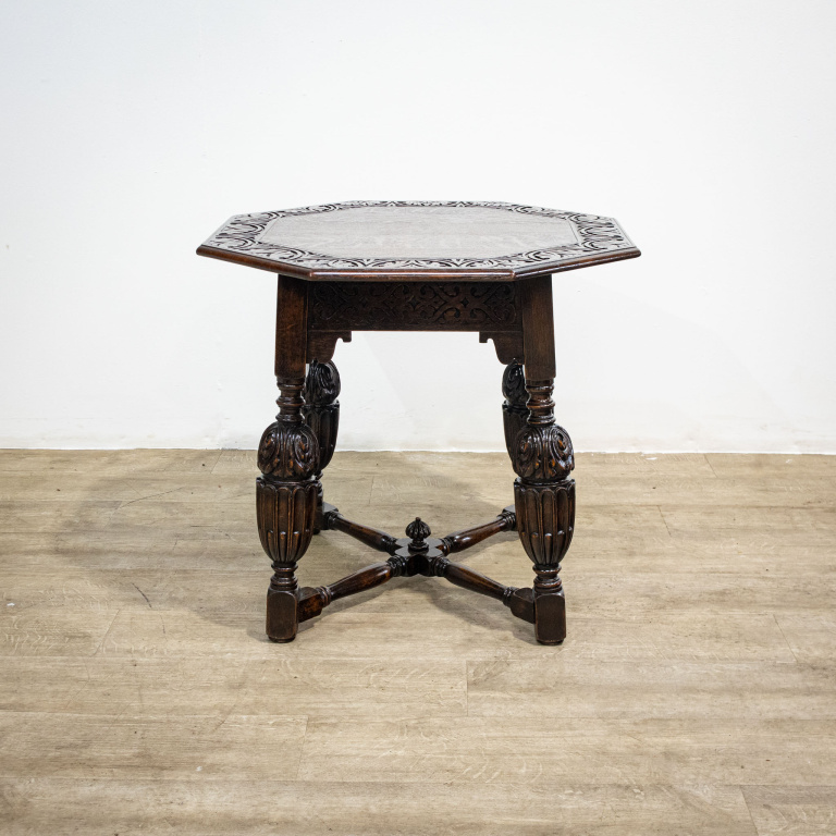 Ornately Carved Oak Side Table - Image 3