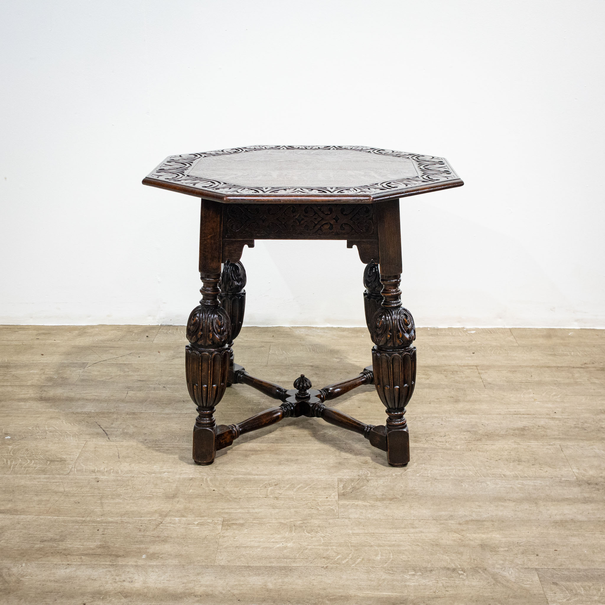 Ornately Carved Oak Side Table