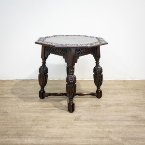 Ornately Carved Oak Side Table