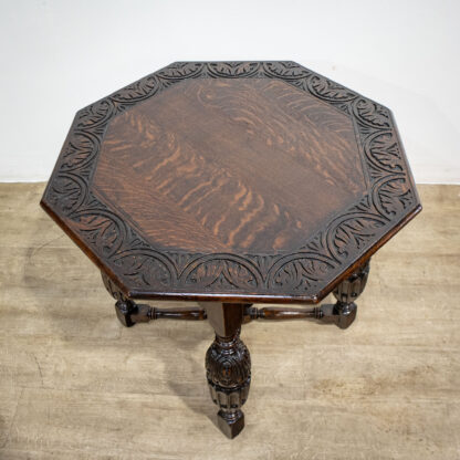 Ornately Carved Oak Side Table - Image 4
