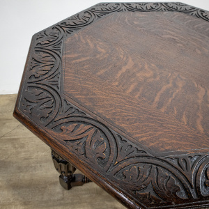 Ornately Carved Oak Side Table