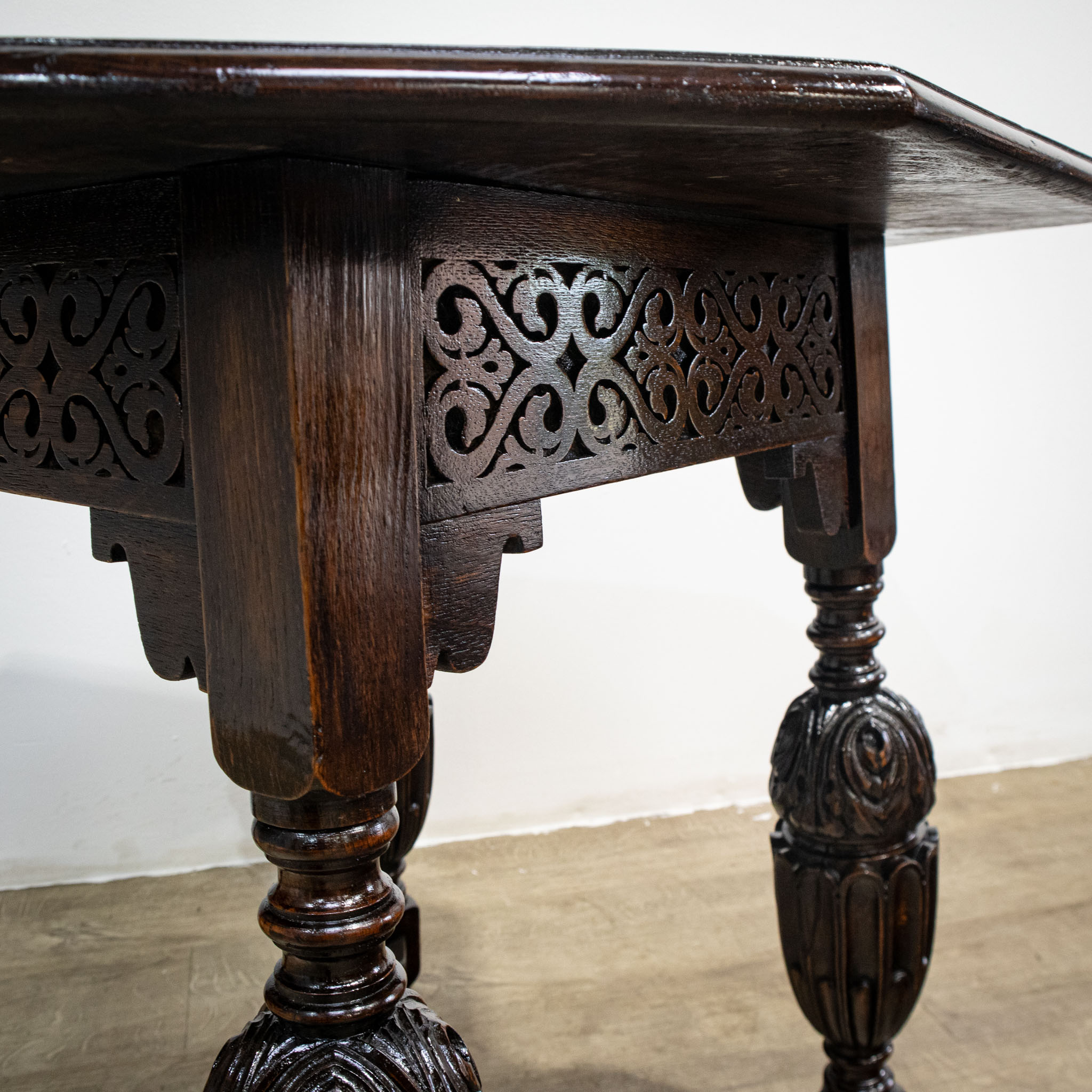Ornately Carved Oak Side Table