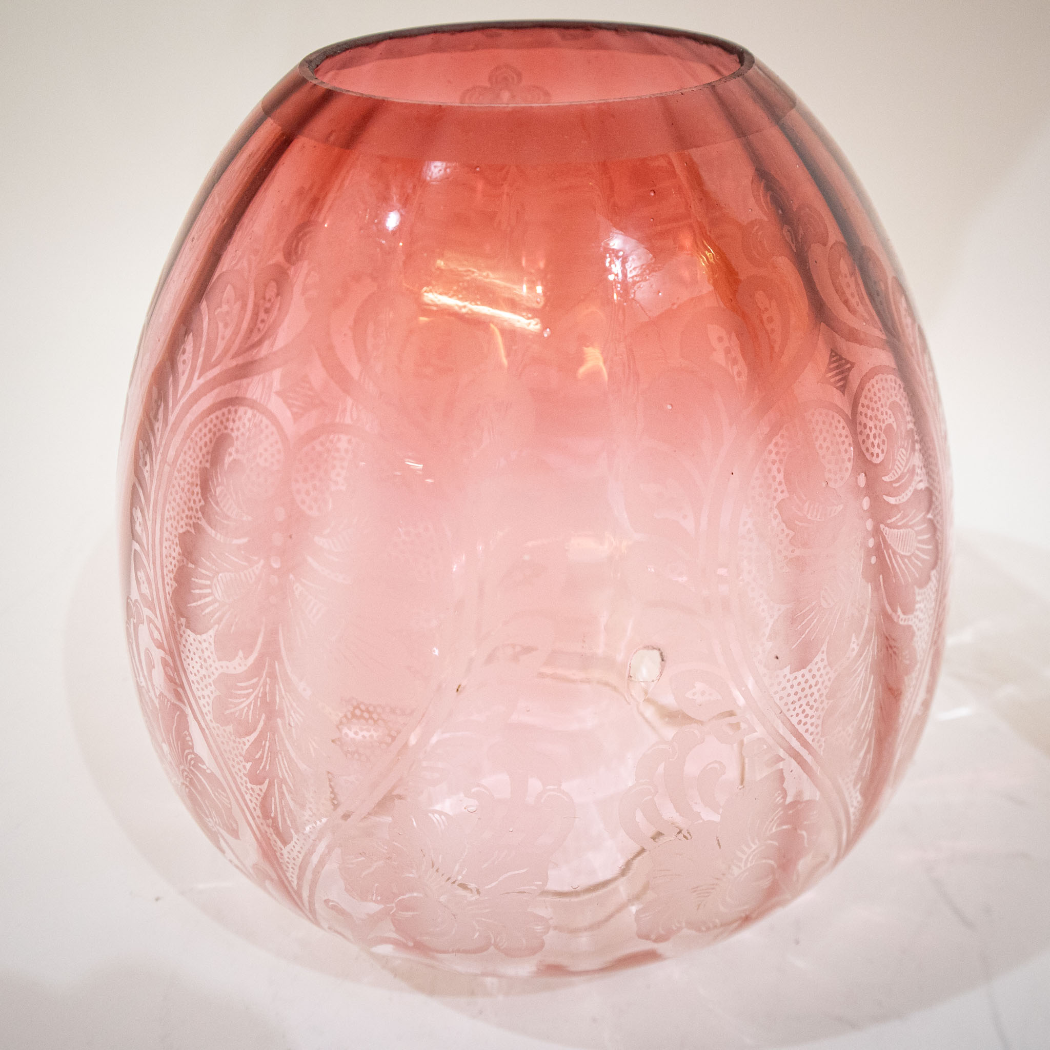 Victorian Oil Lamp with Original Cranberry Glass