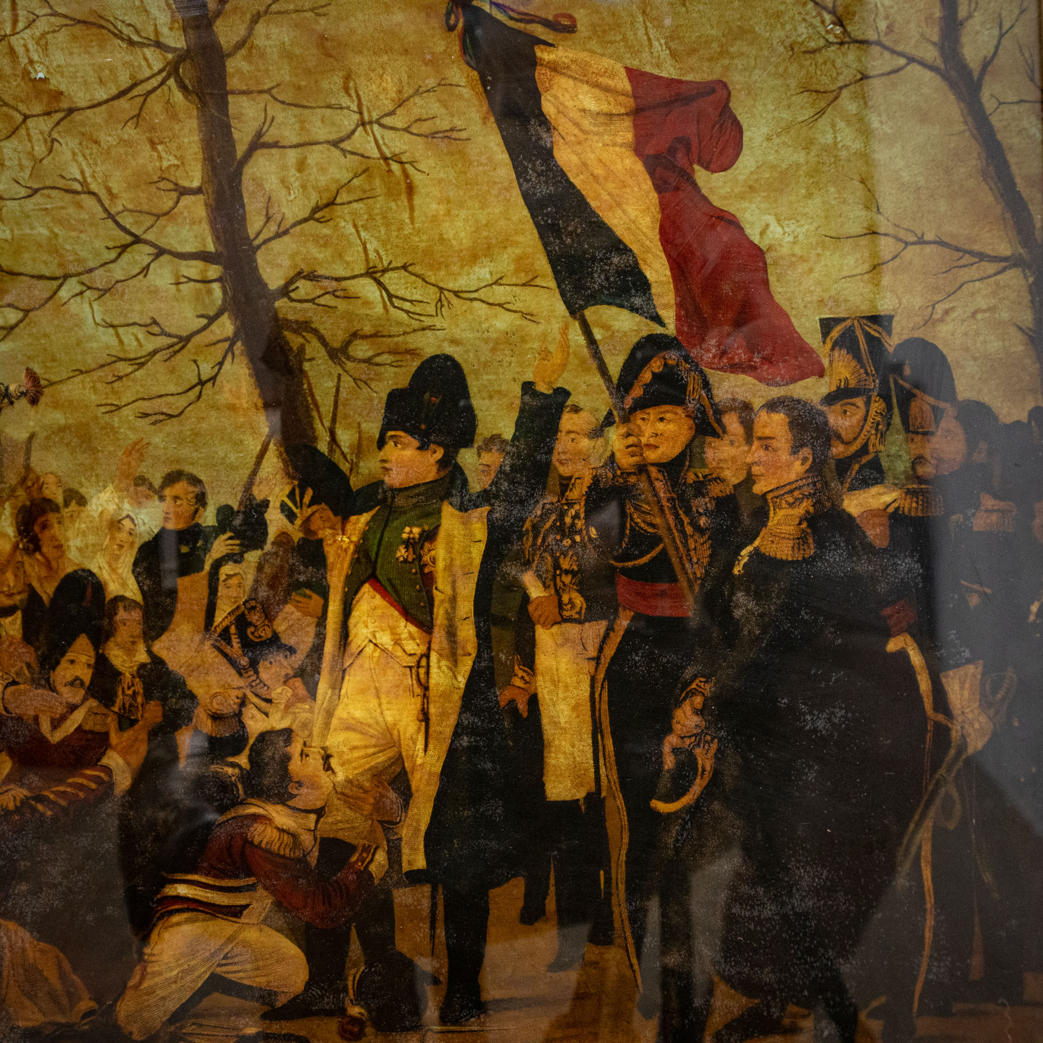 Reverse Glass Painting of Napolean’s Return from Elba, after Steuben