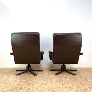 Mid Century Leather Swivel Chairs By Kebe