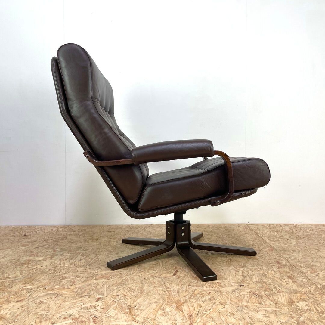 Mid Century Leather Swivel Chairs By Kebe
