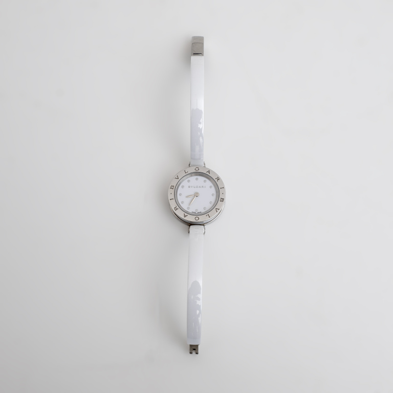 White Dial B-Zero1 Ceramic Quartz Wristwatch By Bvlgari