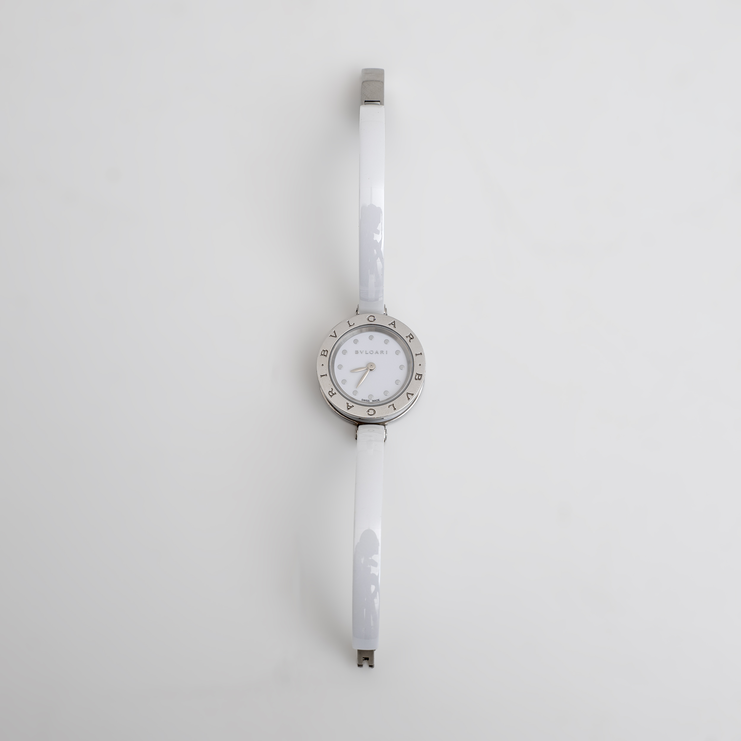White Dial B-Zero1 Ceramic Quartz Wristwatch By Bvlgari