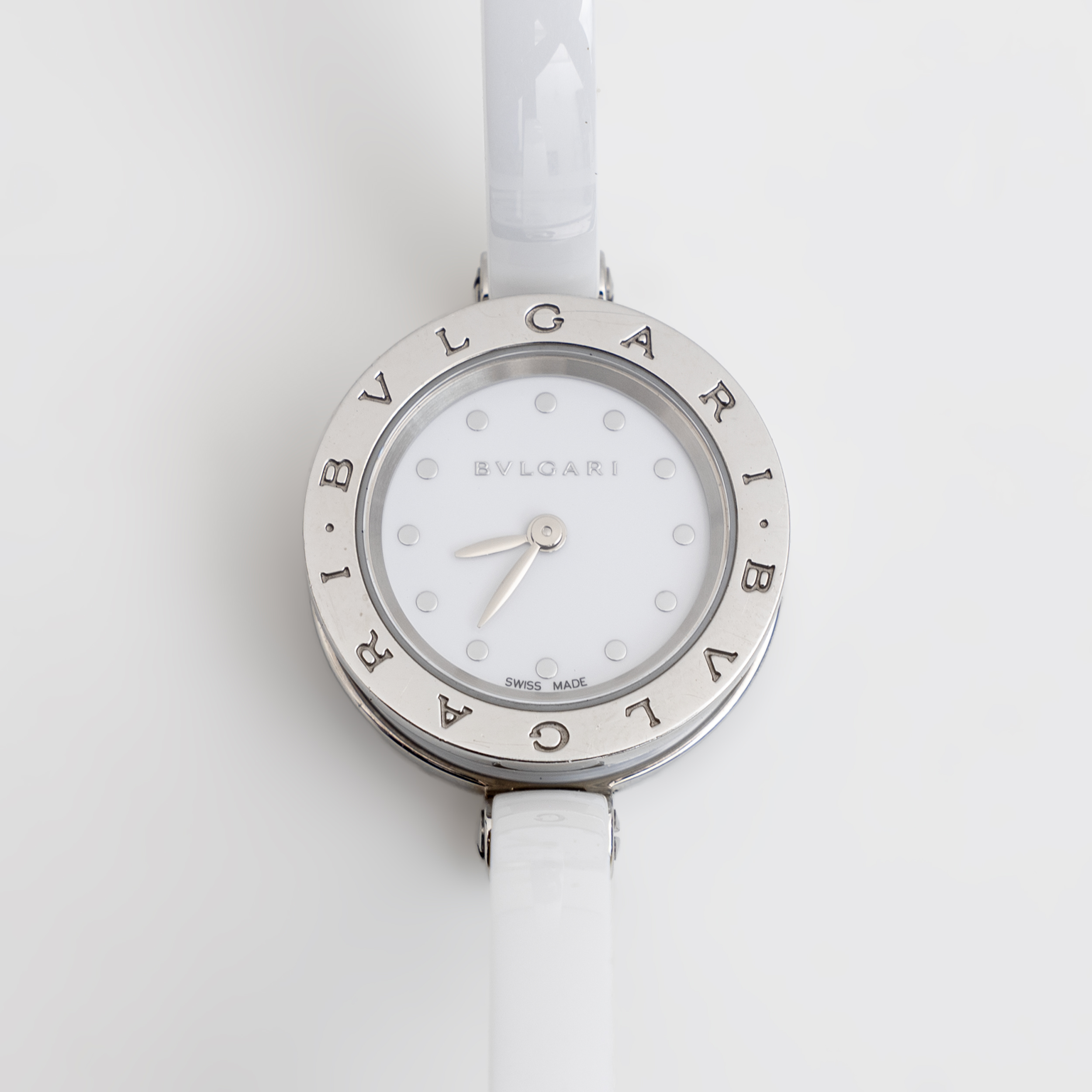 White Dial B-Zero1 Ceramic Quartz Wristwatch By Bvlgari