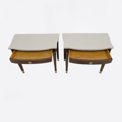 Pair of Neoclassical Style Marble and Mahogany Bedside Tables - Image 5