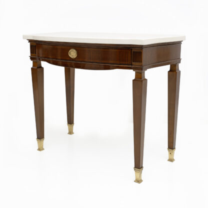 Pair of Neoclassical Style Marble and Mahogany Bedside Tables - Image 7