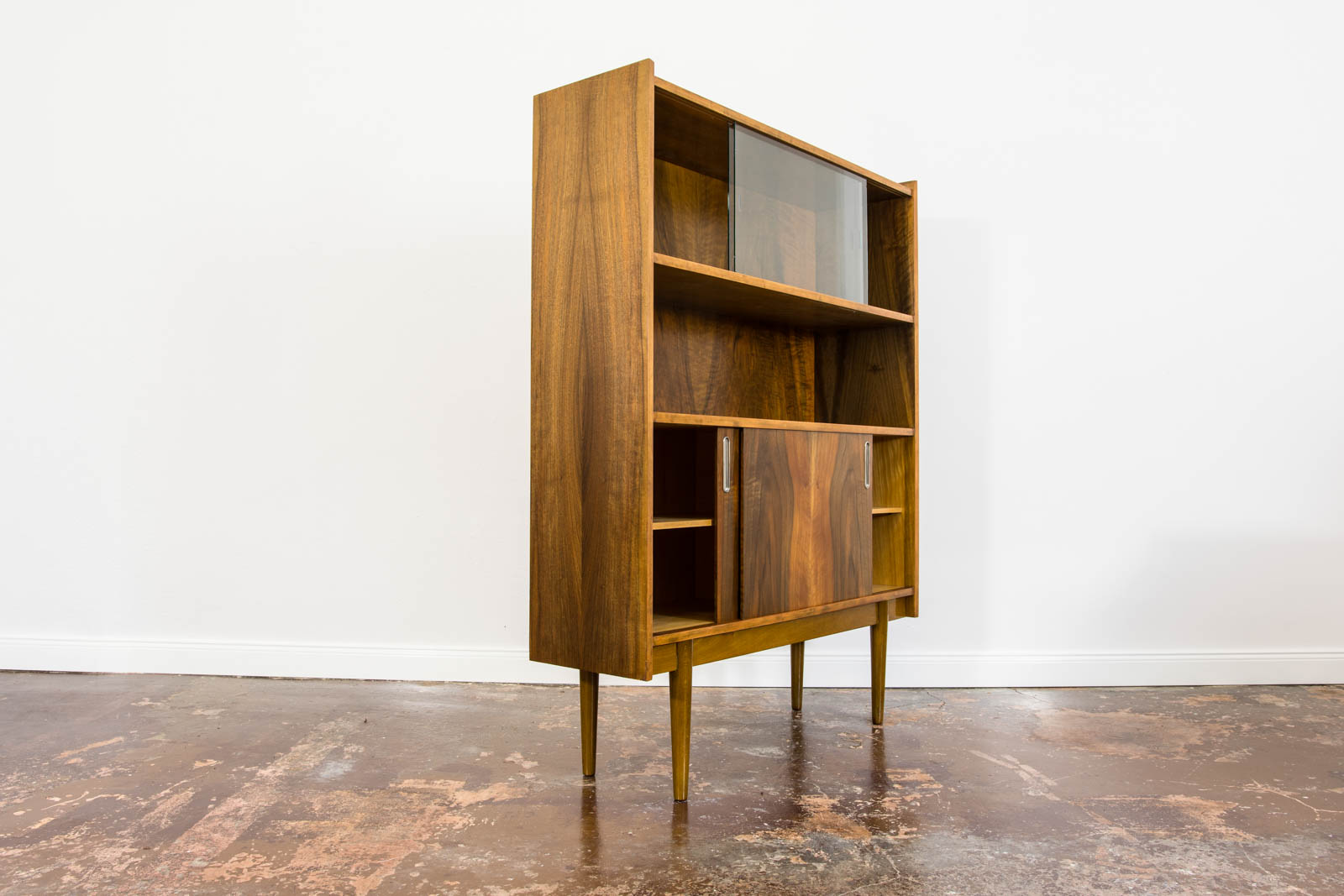 Walnut Display Cabinet, Bytomskie Fabryki Mebli, Poland, 1960's