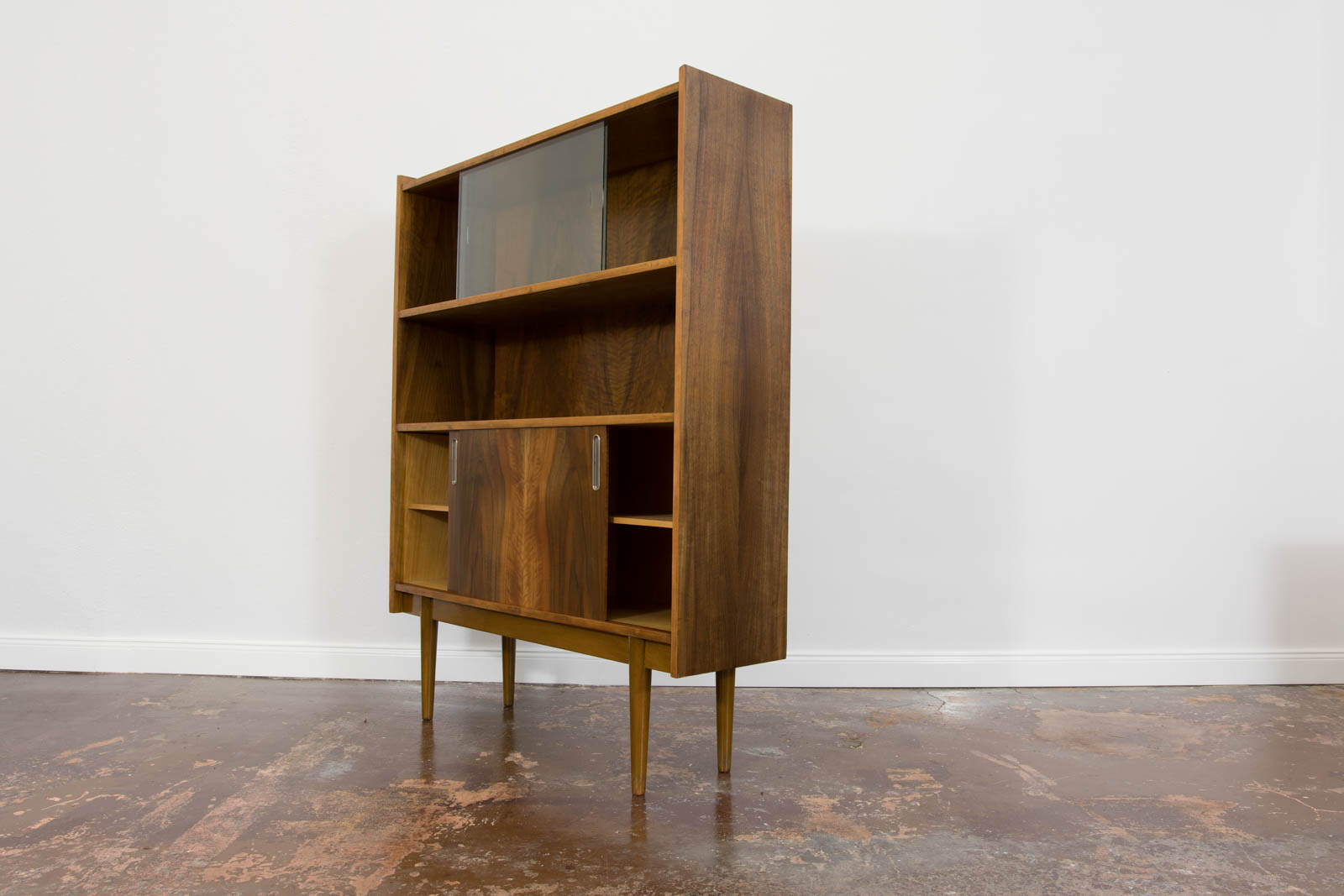 Walnut Display Cabinet, Bytomskie Fabryki Mebli, Poland, 1960's