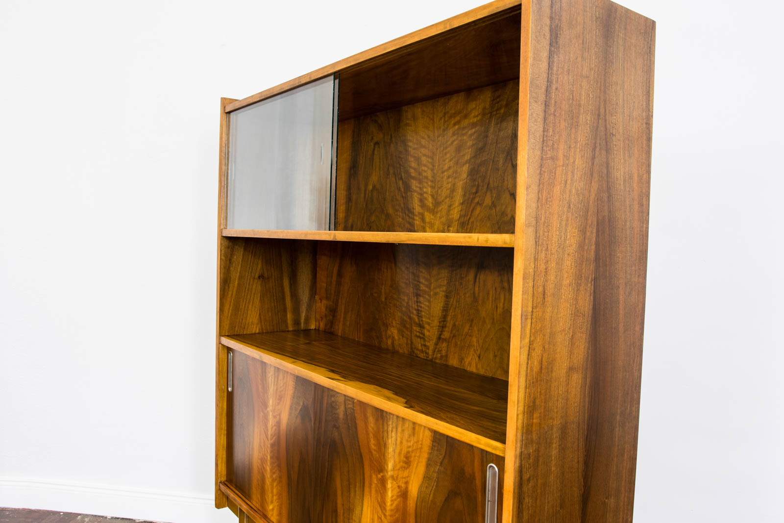 Walnut Display Cabinet, Bytomskie Fabryki Mebli, Poland, 1960's