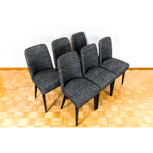 Mid-Century Black Chairs, Poland, 1960s, Set Of 6