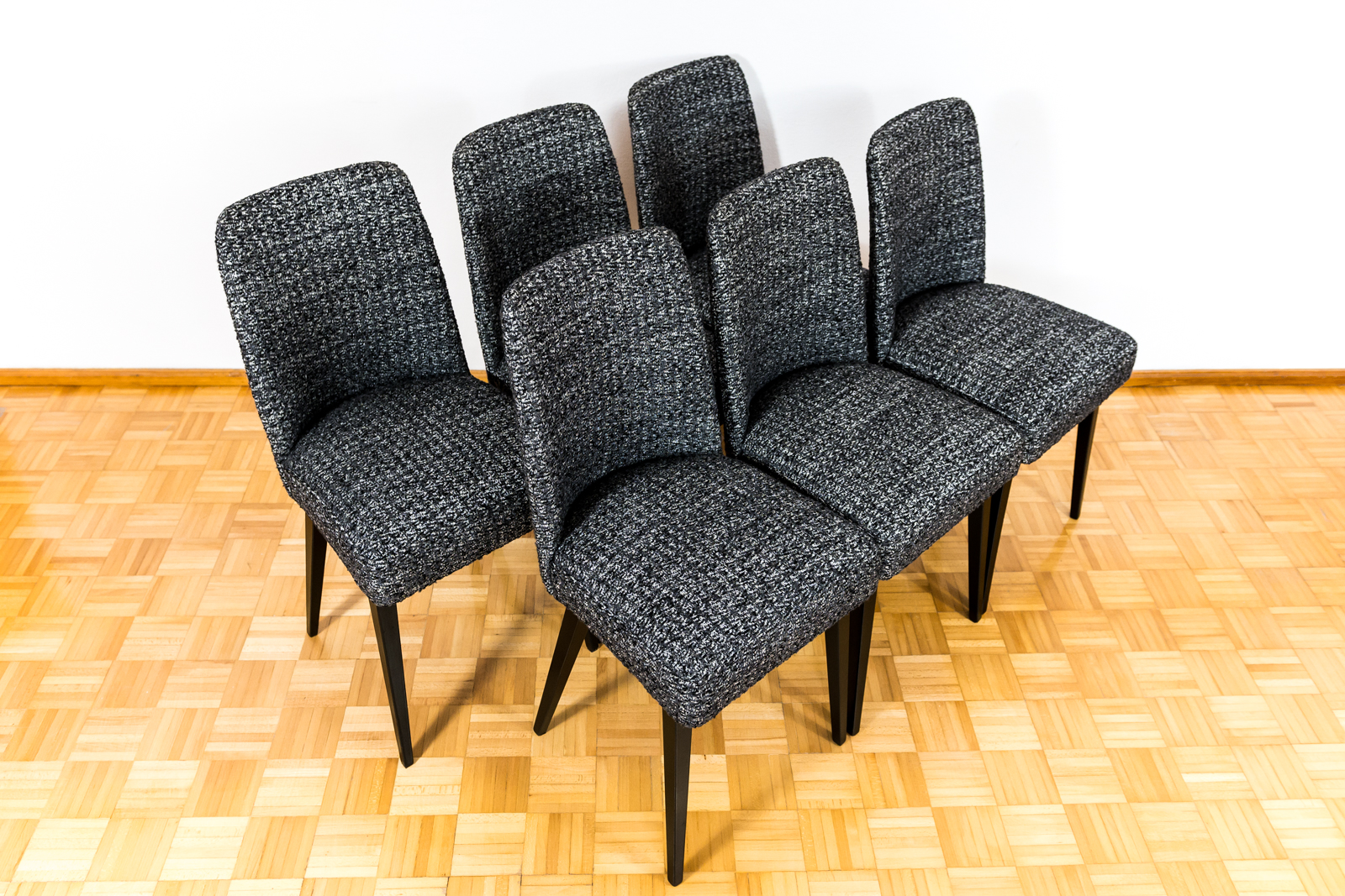 Mid-Century Black Chairs, Poland, 1960s, Set Of 6