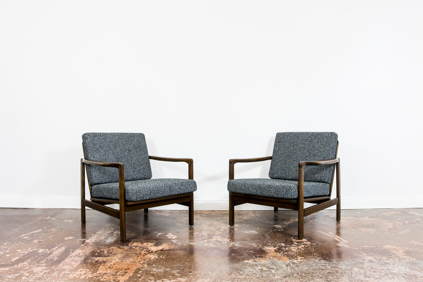 Pair Of black B-7522 Armchairs By Zenon Bączyk 1960’S
